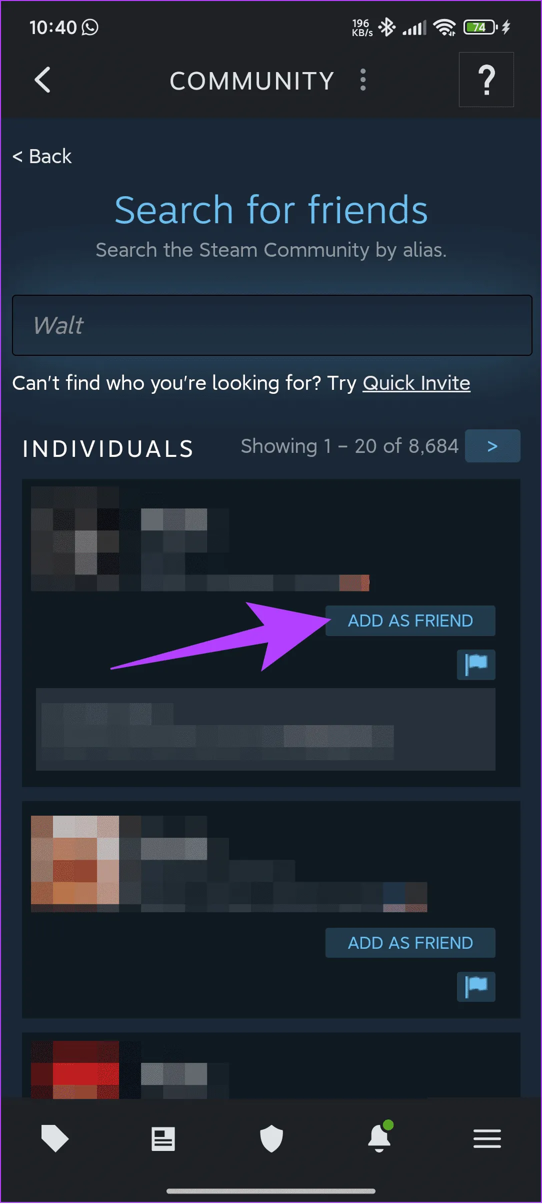 Нажмите «Добавить в друзья».