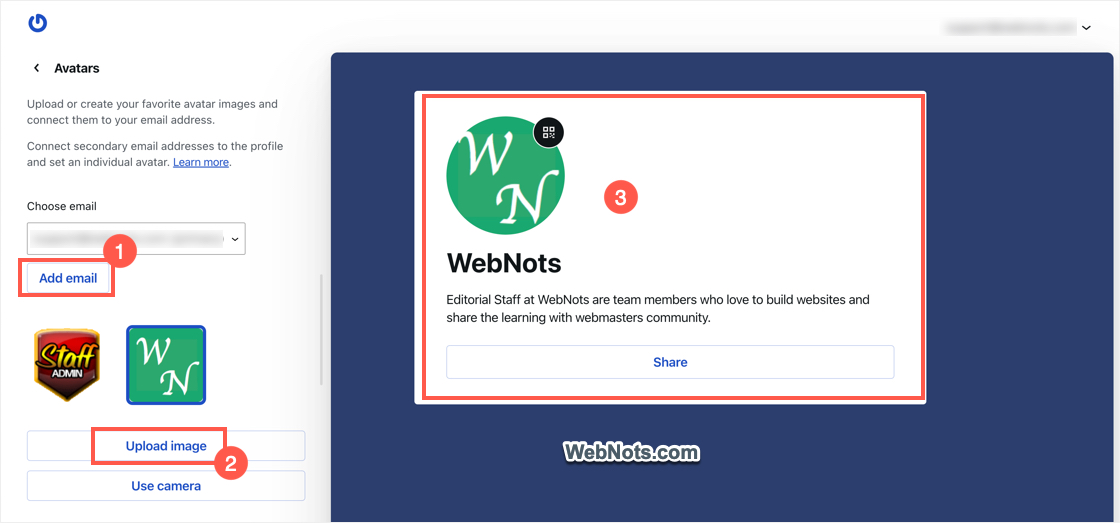 Загрузите и назначьте Gravatar на электронную почту