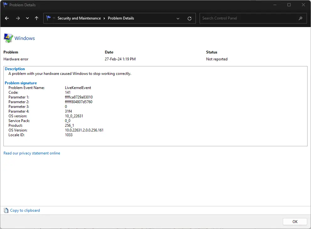 Просмотр сведений журнала событий с помощью Reliability Monitor