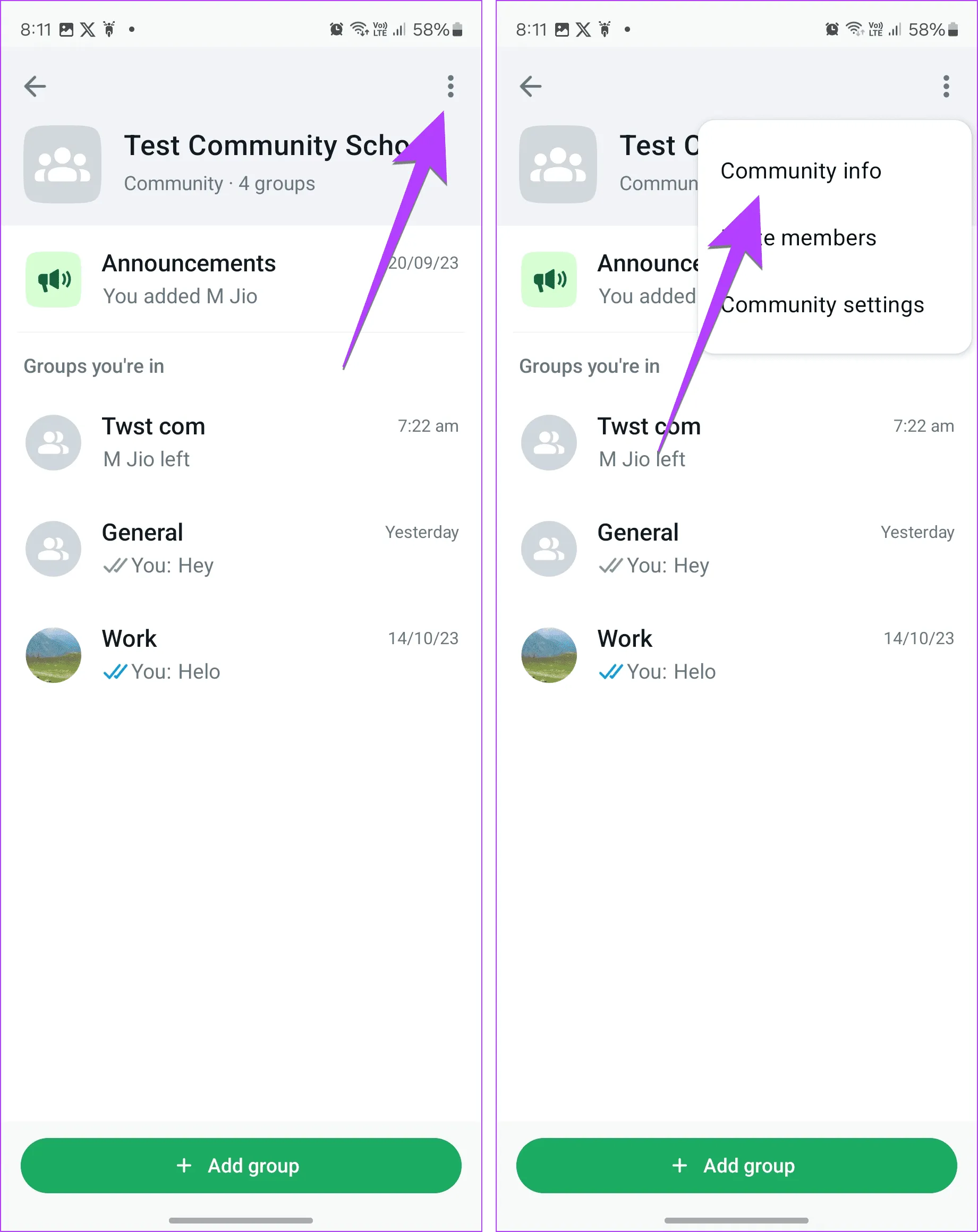 Информация о сообществе WhatsApp открыта