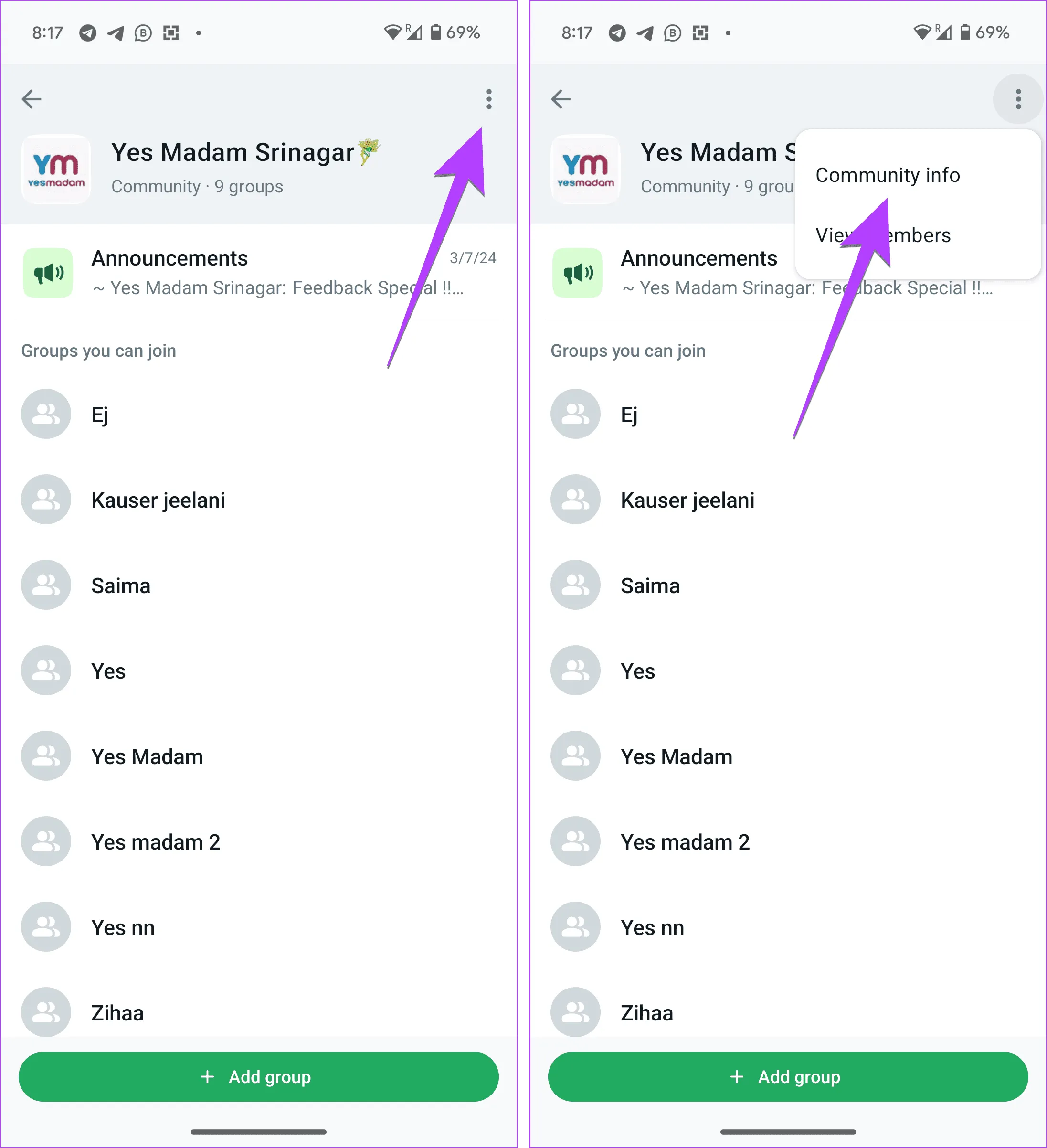 Настройки сообщества WhatsApp