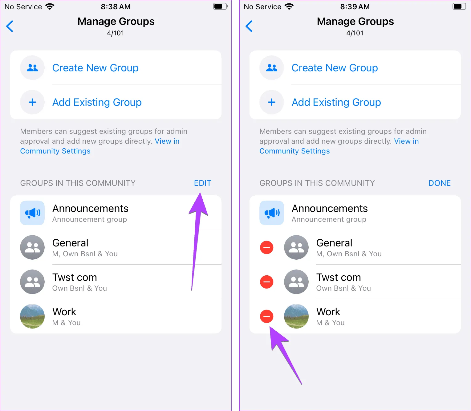 Сообщество WhatsApp для iPhone удалить группу