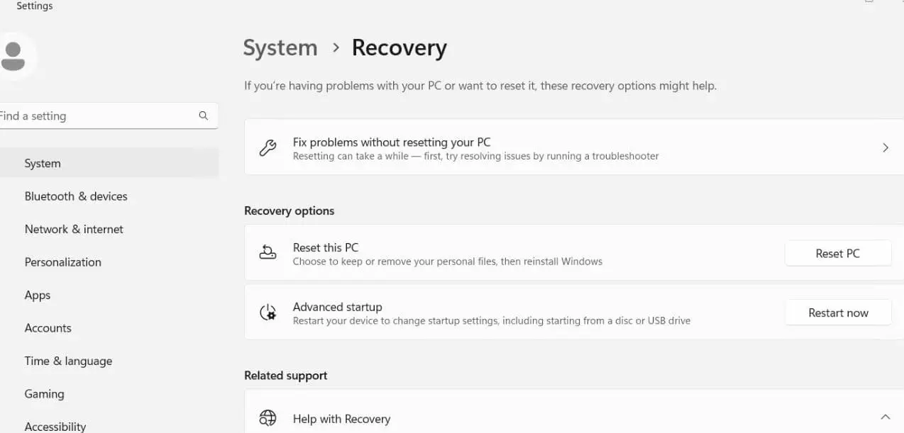 Windows 11 Расширенный запуск