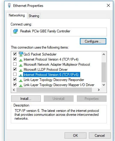 отключить IPv6