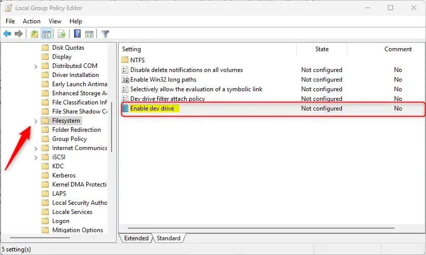 включить локальную групповую политику диска разработки
