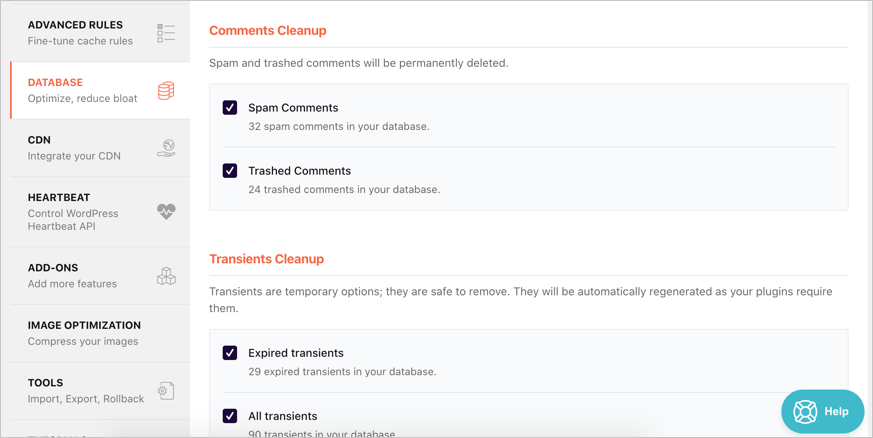 Настройки оптимизации базы данных