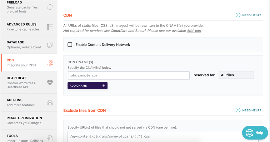 Настройки RocketCDN