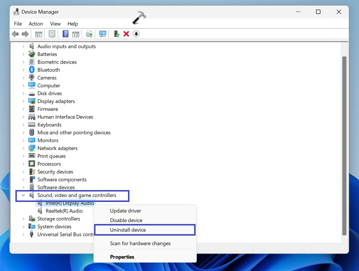 Удалить аудиоустройство
