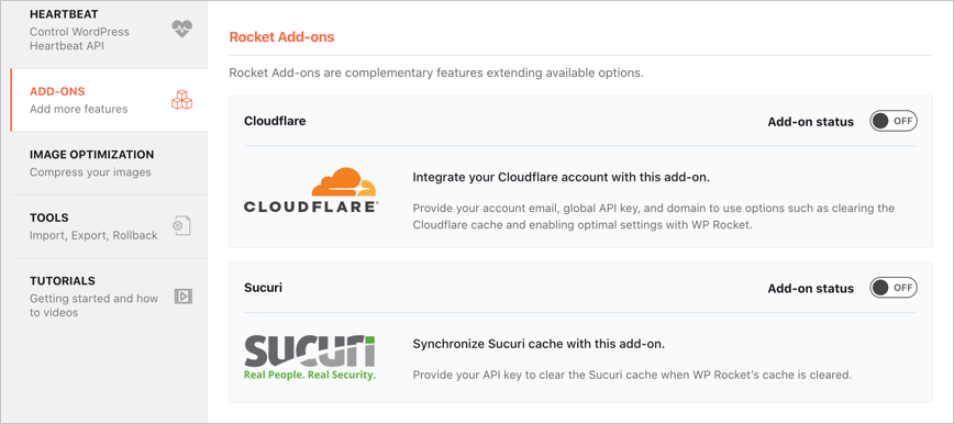 Дополнения WP Rocket