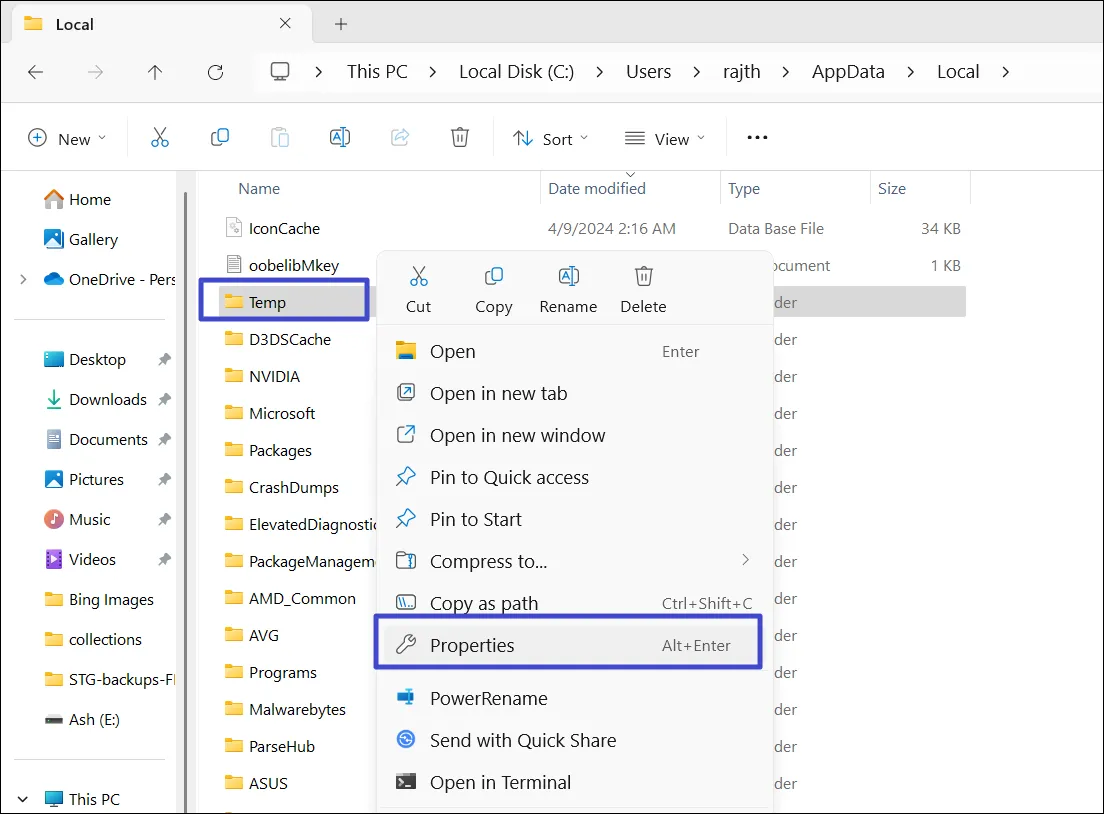 Температура > Свойства