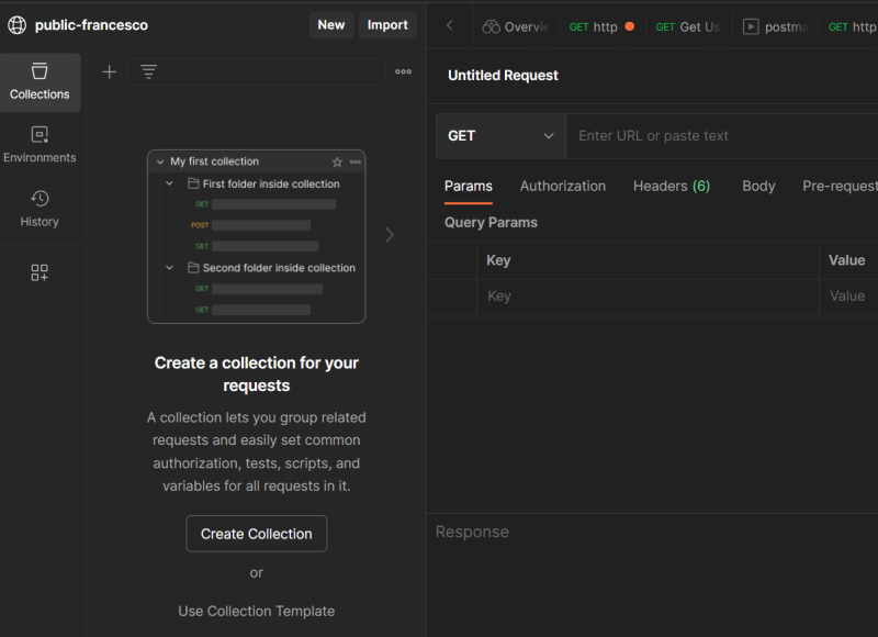 Создание коллекции в Postman