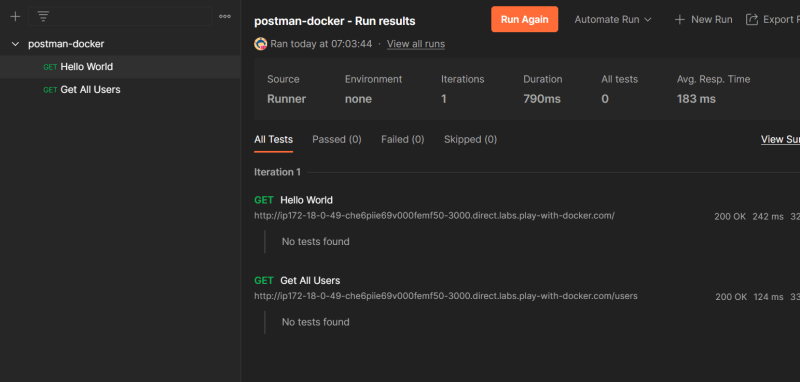 Результаты запуска