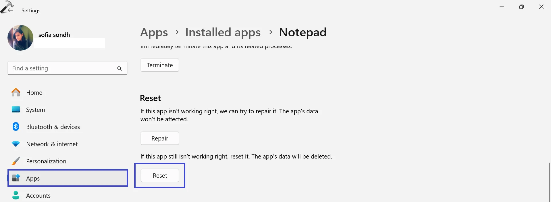 Нажмите на сброс