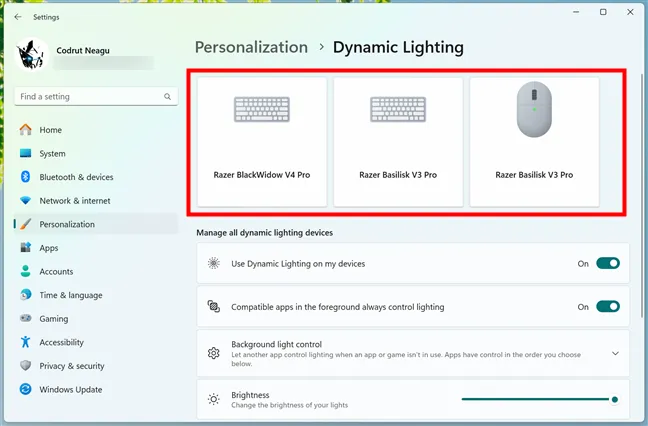 Вы также можете персонализировать устройства индивидуально.