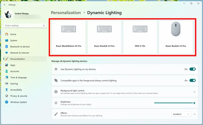 Динамическое освещение объединяет RGB-подсветку всех аксессуаров.