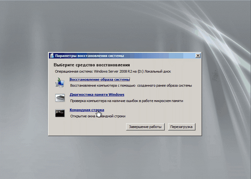 выбираем запуск командной строки