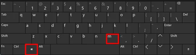 Ярлык Win+M показывает рабочий стол.