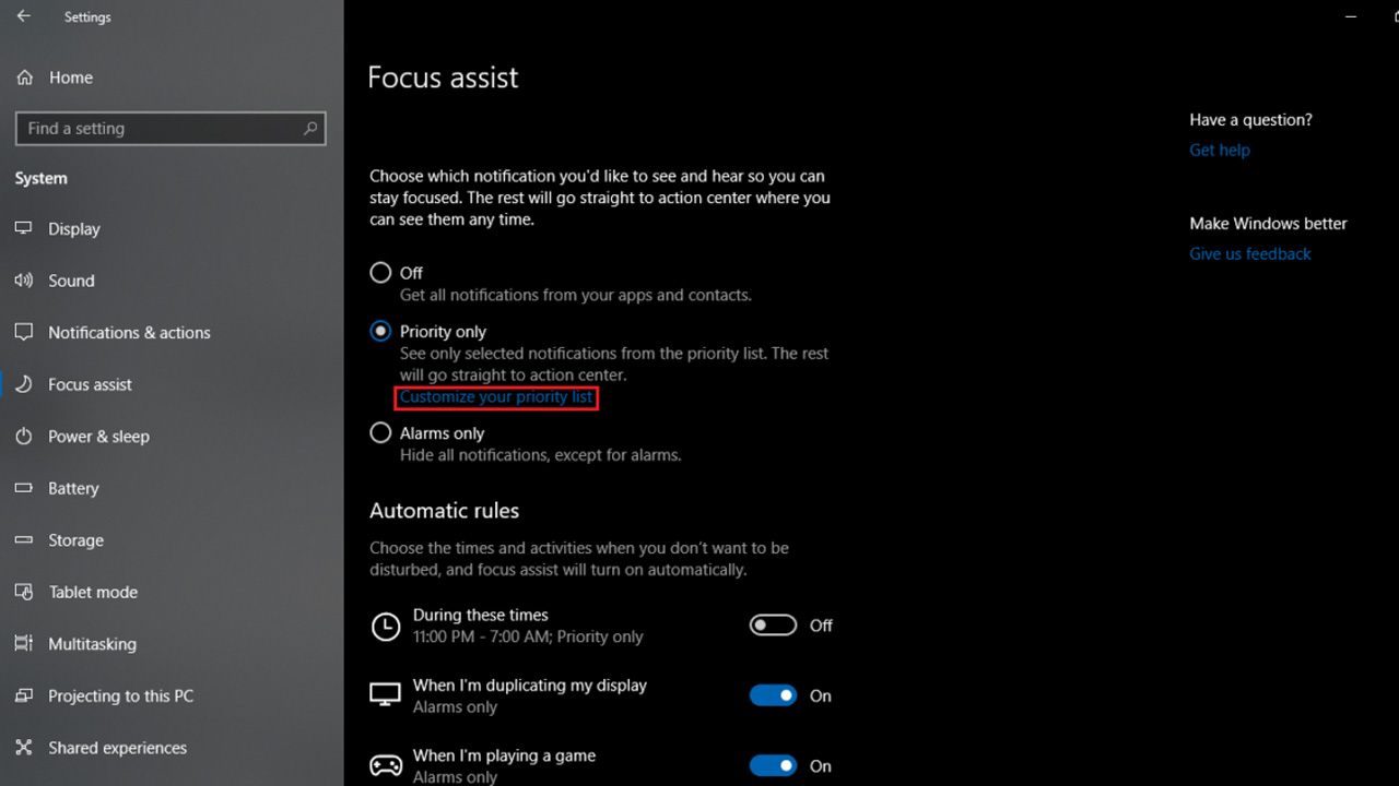 Помощник фокусировки для Windows 11