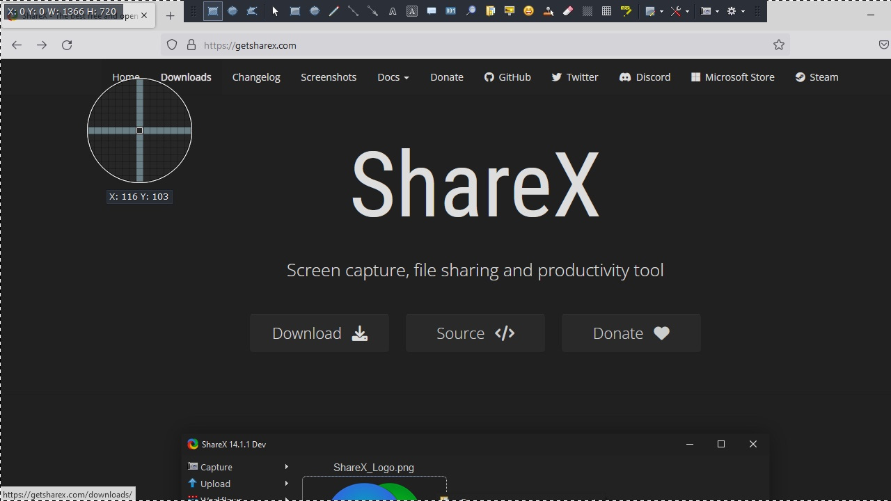 Веб-сайт ShareX