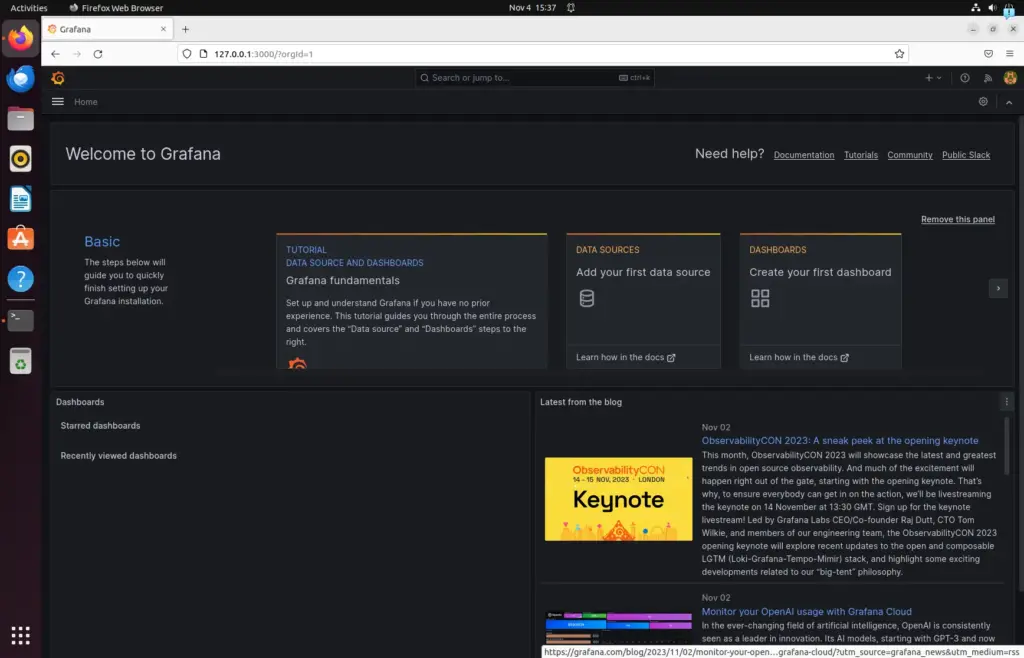 Дашборд Grafana установлен на Ubuntu 22.04 или 20.04