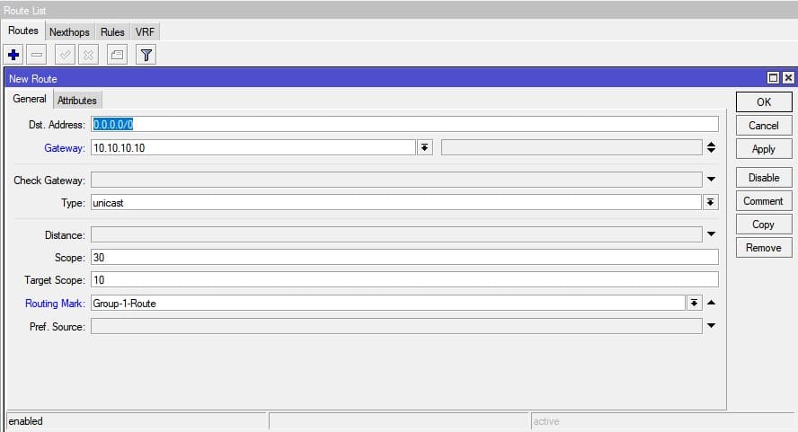 Настройка нескольких провайдеров на MikroTik, статический маршрут провайдера 1