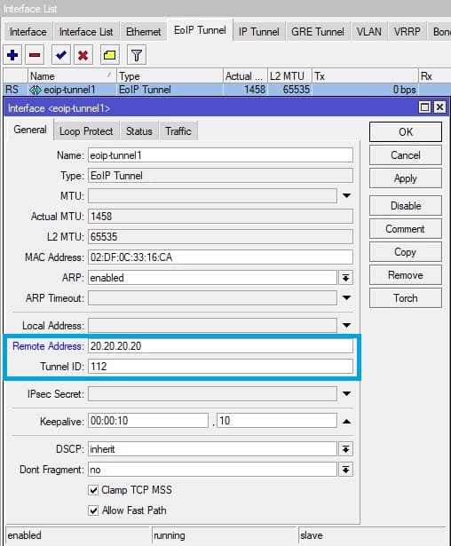 Как настроить VPN EoIP на MikroTik-2 Настройка EoIP MikroTik, Добавление VPN туннеля на MikroTik-2