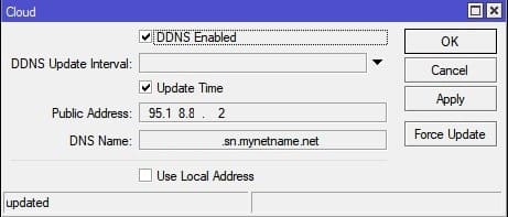 Настройка MikroTik Cloud, собственный DDNS