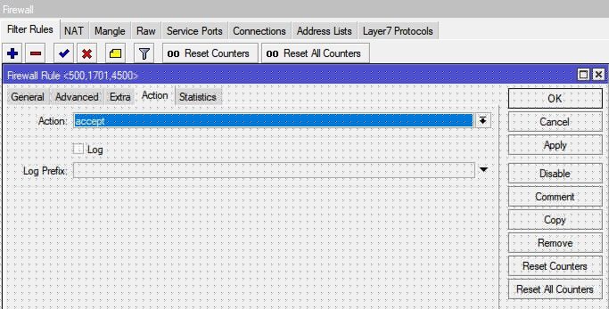 Настройка MikroTik VPN сервер PPTP, добавление правила FireWall Accept