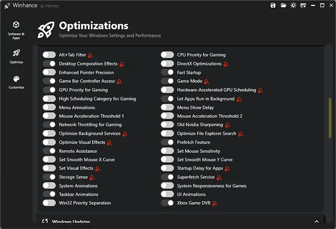 Настройки производительности