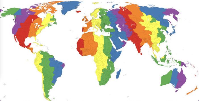 карта часовых поясов