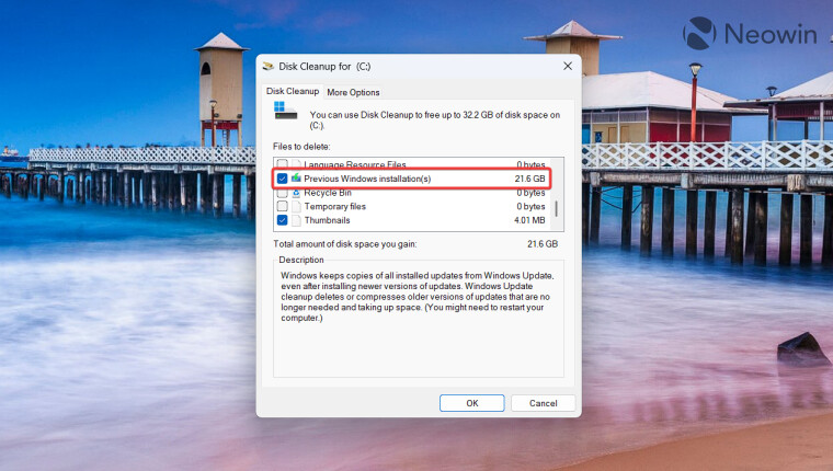 Как очистить диск C после установки обновления Windows