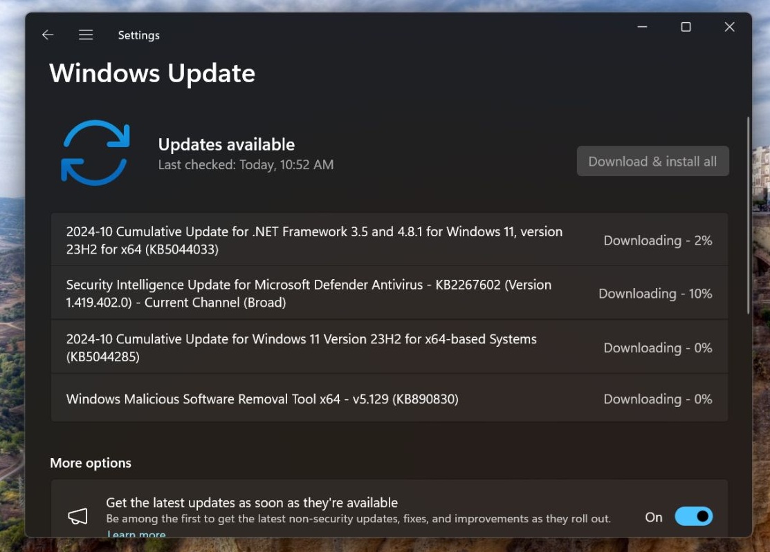 KB5044285 Центр обновления Windows