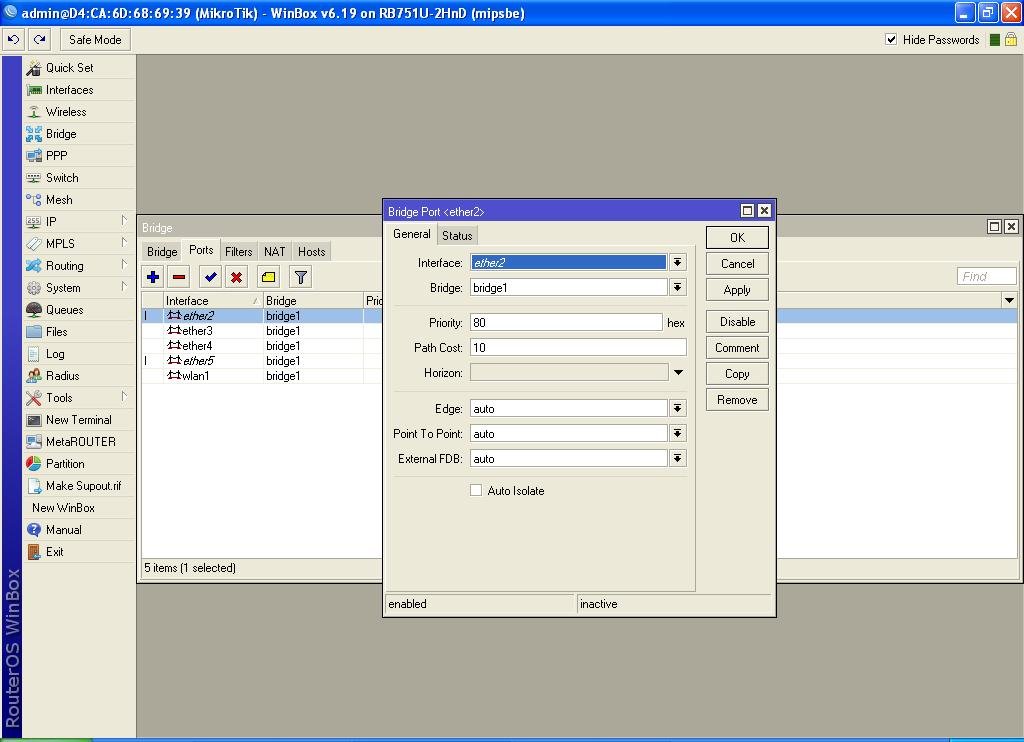 add ports to bridge mikrotik