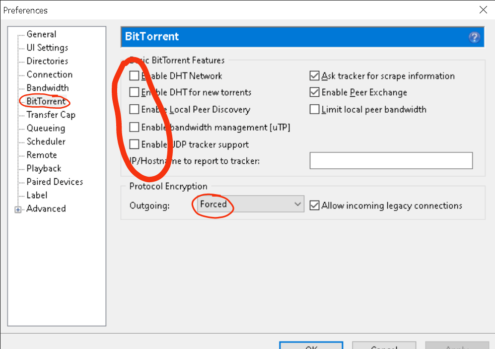 Убираем галочки и ставим на принудительно