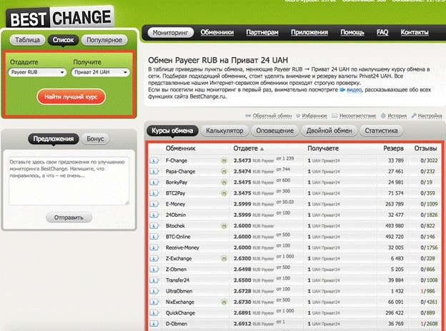 Обмен на Приват 24