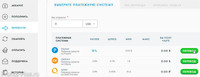 Перевести деньги на кошелек Payeer внутри платежной системы