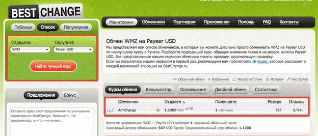 Сайт для мониторинга обменников