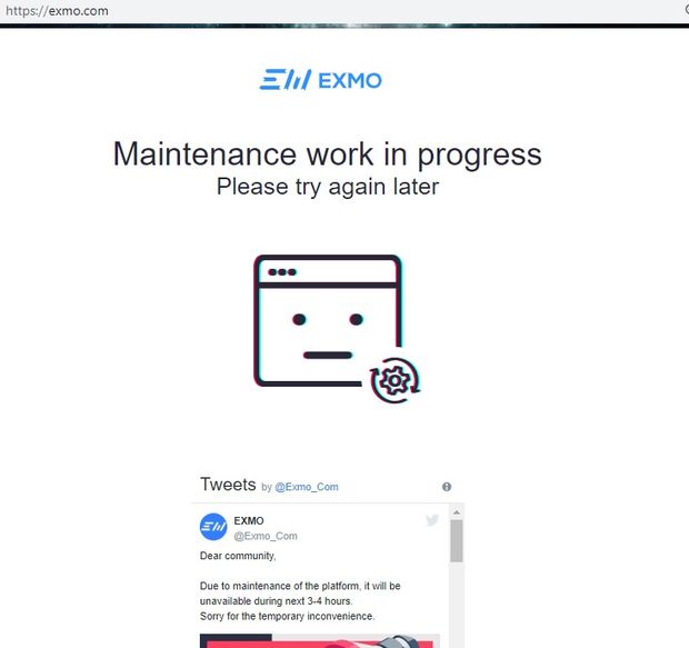 Биржа exmo ушла в офлайн